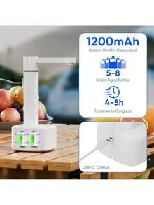 MOLOLAN Dispensador Agua Electrico, Dispensador de Agua Eléctrico Portátil, Bomba de Agua Garrafon, Bomba para Garrafon de Agua, 3 Niveles de Salida de Agua, Carga USB, Bombeo Rápido,Dispensador de Agua Potable Bomba de bajo Ruido Carga USB Bomba de automática Water Dispenser Dispensador de Botella de Agua portátil eléctrico para Cocina Hogar Oficina (Blanco) - Blanco - Ver 6