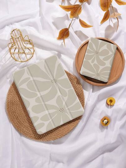 Kingsung Capa protetora minimalista com estampa floral em blocos de cores para tablets, compatível com iPad 9.7/10.2/10.5/10.9/12.9/Pro 11 (10ª geração), Galaxy Tab S6 Lite 10.4", Kindle Paperwhite (12ª geração, 2024), Kindle (11ª geração, 2022), proteção macia contra impactos, função de suporte inteligente/ativação/desativação automática.