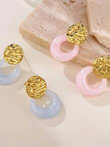 1 par de pendientes de acero inoxidable, pendientes de resina multicolor para el verano, joyería adecuada para que las mujeres usen al salir y en cualquier ocasión