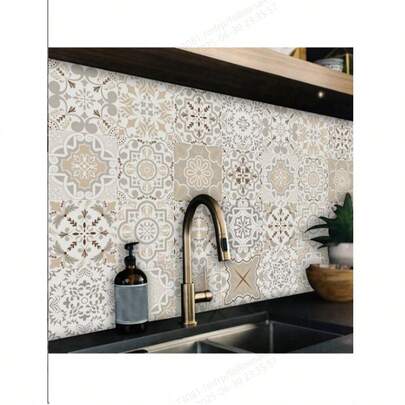 16PCS Elegant Style Floral Wall Stickers, Self-Adhesive PVC Wallpaper For Home Decoration, Suitable For DIY Decoration Of Kitchen, Living Room, Bathroom Walls Room Decor Wall Decor Kitchen Decor Kitchen Items