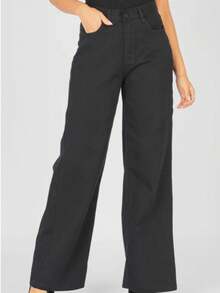 Women's Wide Leg Jeans - Black 2 - View 1