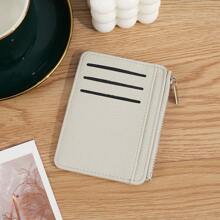1pc Minimalist Zippered Bank Card Holder Credit Card Case With 8 Card Slots + 1 Coin Pocket Convenient ID/Card Wallet For Women Wallet Mini Wallet Purse Wallet