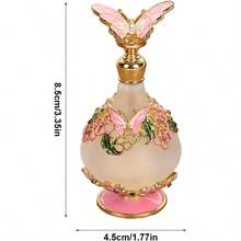 Vintage Perfume Bottle 25ML Butterfly Gemstone Inlaid Crystal Essential Oil Dropper Bottle Refillable Empty Container Decorative Glass Bottle For Women Girls - Bướm hồng - Xem 3