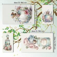 4pcs Vintage Rose & Perfume Bottle Floral Kitchen Towels, Multifunctional Absorbent Lightweight Super Soft Fiber Towels, Gift For Fragrance Lovers, Suitable For Home, Kitchen, Dinner, Wedding For Bathroom Kitchen Decor Dish Cloths Kitchen Towel - Multicolor - View 3