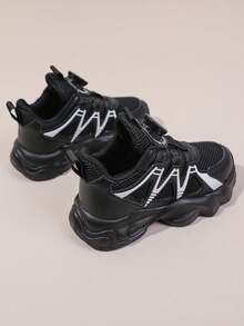 儿童运动鞋，女童休闲皮革跑鞋 - 黑色 - 查看 4