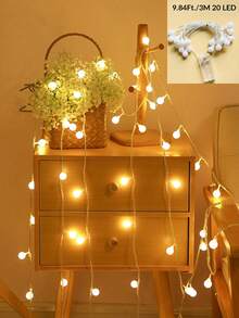 1pc 1.5-6m Home Decoration Frosted Ball LED String Lights,Indoor Room Wall Decor Light String, Suitable For Birthday Party Wall Decoration, Wedding Proposal Decorations,Outdoor Garden Tree Decor String Light,Battery Powered - Frosted Ball - View 13