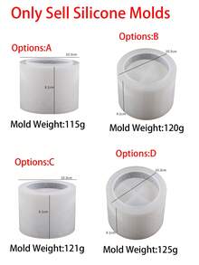 DIY Leaf, Fish Scale, Floral Pattern Round Succulent Planter Silicone Mold, Concrete/Cement/Gypsum/Epoxy Resin/Candle Cup/Storage Container Mold - White Silicone Mold - View 2