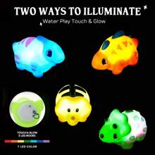 No Hole Bath Toys, Light Up Dinosaur Set, Bathtub Floating Water Toys, Great Gifts For Bathroom Water Tub Games Pool Party - Multicolor - View 5