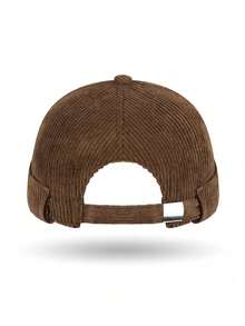 Casquette sans bord en velours côtelé unisexe, casquette de couleur unie style Tang, casquette vintage de type Peaky pour hommes et femmes - A - Voir 3