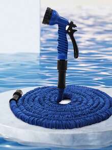 [30 米伸缩水管] 带多功能喷枪的可扩展花园软管 - 耐用、灵活的 PE 线圈软管，用于浇灌植物、洗车、草坪护理和宠物洗澡 - 可调节喷嘴，四季使用，绿色聚酯设计，草坪护理设备充满活力的绿色软管可调节喷嘴软管 - 彩色 - 查看 3