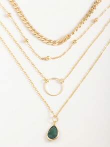 1pc European & American Retro Bohemian Style Simple Pendant Necklace With Metal Hoop & Water Drop Charm NightOut Unleash Your Style-Girls' Night Out, Bold And Dazzling SeasideVibes Get Into Beach Mode And Unwind