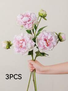 1/3PCS 26.77inch Long Stem Silk Peony Artificial Flower, Suitable For DIY Wedding Flower Wall, Scene Layout, Living Room Bedroom Vase Flower Art, Party, Home Decoration, Desktop Filler, Office Decoration, Mother's Day Gift, Graduation Decoration, Rose - Multicolor - View 16