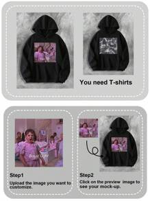 Customized Men's Hoodie, Personalize With Your Photo/Group Photo/Couple/Couples/Family/Friend/Pet/Landscape, Black Sweatshirt, Men's Fleece Hoodie, Autumn Clothing, Best Friend Gift, Winter Men's Wear, Valentine's Day/Father's Day/Anniversary/Birthday Gift, Gift For Him