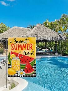 1 pieza - Bandera de jardín de bienvenida al verano: Decoración de estandarte decorativo para la época dulce del verano para fiestas en la playa, patio, festival al aire libre o en interiores, decoración estacional vibrante para el hogar