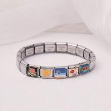 1PC Summer Casual Stainless Steel Bracelet, With Personalized Patterns Such As Pet Dogs And Beach Scenery, Suitable For Daily Wear