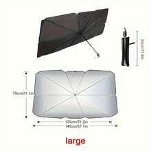 1pc Car Windshield Sunshade, UV Protection Sun Shade Visor, Heat Insulation, Easy Storage Foldable Large Umbrella, Fits All Vehicles Interior Accessories - Titanium Silver and Black - View 14