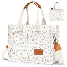 Canvas Tote Bag For Women With Pockets Crossbody Bag Tote Shoulder Handbags Casual Work Bags Everything Tote Bag - 小粉花 - 查看 1