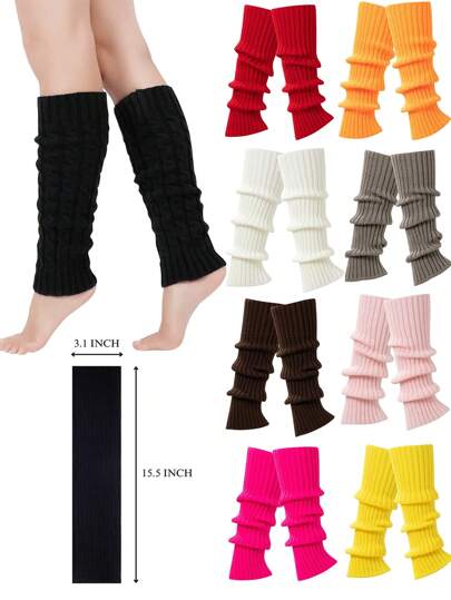 1 Paar Kniehohe Beinabdeckungen für Damen - aus gestricktem Polyestergewebe, handwaschbar, einfarbig, bequem und warm, ideal für kalte Tage