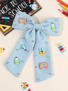 1pc Women Back To School Season White/Blue/Yellow Bow Hair Clip With Long Tails Rhinestone Stationery Accessories Decor Solid Color Hair Clips Alligator Clip Teacher Gift Hair Accessory Fashion Hair Accessory, Claw Clips, Hair Claws, Clips For Hair, Hair Slide, Hair Barrettes, School Stuff, Hair Accessories, Party, Head Accessories, Hairpin - Multicolor - View 14