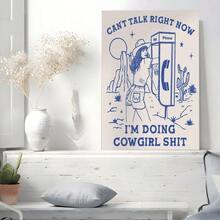 1pc Cowgirl, Telephone Booth, Retro Illustration Style Framed Wall Art - Canvas Prints Poster, Ready To Hang - Home Decor, Ideal For Home, Office Wall Decor, Family Gift, Living Room Bedroom Wall Decor - Lạc đà - Xem 2