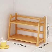 Imitate Rattan Cream-Color Storage Rack, Double-Layer Desktop Organizer Holder For Cups, Dorm, Kitchen - Multicolor - View 16