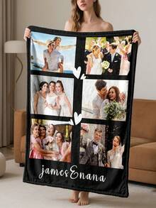 Custom Photo Blanket Collage,Personalised Family Blanket With Text,Picture Collage Blankets,Family&Friends Gifts,Valentine's Gift For Couple - Multicolor - View 4