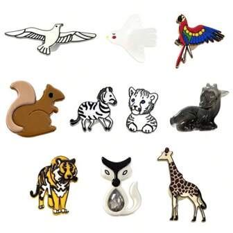 10pcs Cute & Fun Animal Hole Shoe Decors, Realistic & Unique Animal Shaped, Suitable For Slippers, Sandals, Garden Shoes, Interesting Birthday Gift For Men