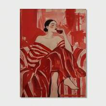 1PC Modern Contemporary Figure Red Poster Abstract Art, Minimalist ...