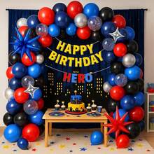 Spider Balloon Arch Kit With Starburst Foil Balloons And Navy Blue Red Black Silver Latex Balloons For Superhero Baseball Theme Garland Miles Spidey Man First 1st 2nd 3th 4th 5th Birthday Party Supplies - Color Mixing - View 3