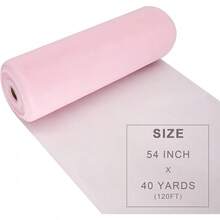 Tulle Fabric Rolls, 54 Inch By 10 Yards (30 Ft) Tulle Ribbon Wedding Party Decoration Sheer Fabric Spool Bolt, Ceiling Decor, Tutu Skirt, Wrapping, Soft & Drape () - Baby Pink - View 4