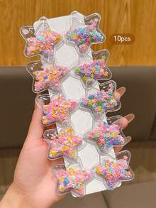 10pcs/Pack Cute Colorful Star Hairpins, Daily Wear Hair Clips Accessories - Multicolor - View 1