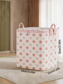 1pc Bohemian Floral Print Foldable Storage Box With Zipper Closure, Large Capacity Polyester Material, Suitable For Clothes, Quilts, Dorm Room And Closet Organization - Multicolor - View 10