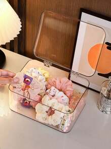 Jewelry Storage Box, Flip-Top Transparent Dust-Proof Box Suitable For Hair Clips, Headbands, Elastic Bands Desktop Organizer, Stackable Storage Box For Drawers, Vanity, Bathroom Girlfriend Gifts Sun Travel Cool Back To School For Women Storage Organizer Travel Essentials Back To School Dormitory Storage