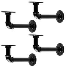HALMAN 2 Pzs, Pipe Shelf Brackets Set of 2 Industrial Iron Shelf Brackets Pipe Shelving Brackets for Custom Floating Shelves, Par De Mensulas Para Repisas Uso Rudo, Montado Pared Resistentes Soportes de Estantes Rústicos, organizadores de almacenamiento de estantes flotantes para decoración del hogar, estantes de hierro para soportar libros, soportes de partición, 8*15 cm/12*14 cm. Carga 200 libras,DIY Rustic Shelves Brackets Hardware Included Black - Negro - Ver 2