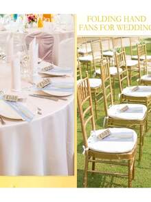 4/20/40pcs Per Set, White/Pink Wooden Folding Fan, Creative Romantic Design For DIY, Gift Set, Bridesmaids Handheld Folding Fan For Bridal Shower Decoration, Perfect Wedding Gift And Party Accessory For Parties And Events, Folding Fan For Women - Multicolor - View 3