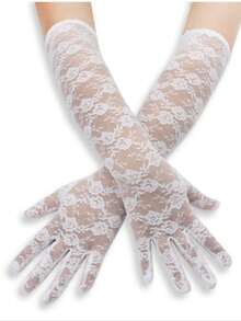 1 Pair Women Lace Embroidered Gloves, Suitable For Weddings, Parties, Halloween Wedding Valentine's Day Valentines - Multicolor - View 14
