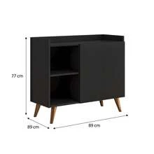 Sideboard With 2 Doors, Shelves And Solid Wood Legs – Modernist Style, Ideal For Dining Room, Kitchen Or Elegant Decor - màu đen - Xem 5
