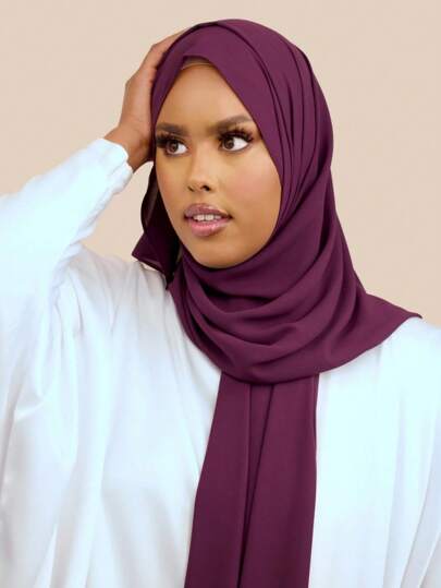 1pc Solid Color Chiffon Muslim Headscarf/Hijab Scarf