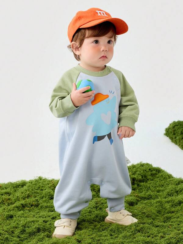 mini bala Baby Raglan Sleeve Romper 2025 Spring Loose Soft Bodysuit