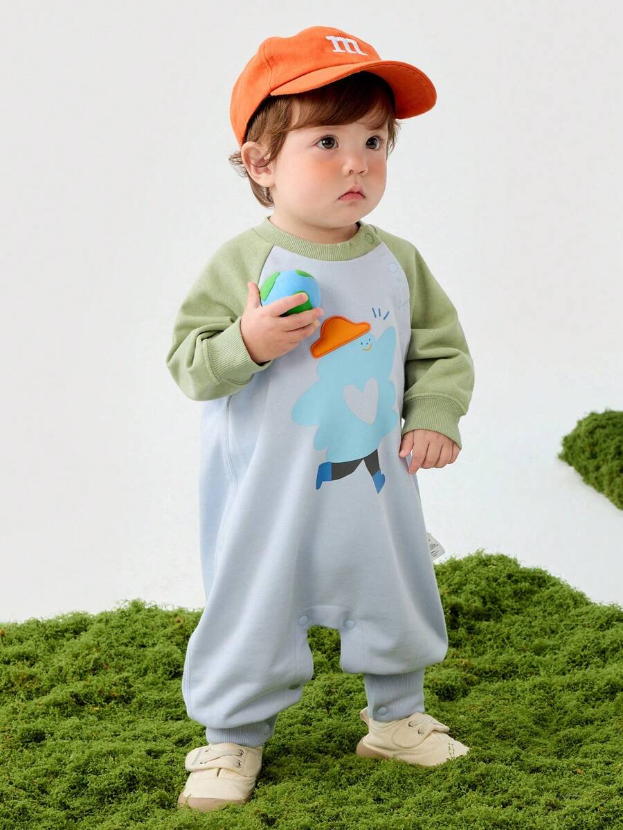 mini bala Baby Raglan Sleeve Romper 2025 Spring Loose Soft Bodysuit