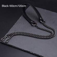 1-Pack Gold Metal Chain With Black PU Leather Strap - Stylish Alternative To DIY Handbag And Shoulder Bag Accessories, Secure Square Clasp For Versatile Fashion Design, Wallet Strap, DIY Wallet Making