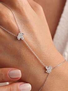 1 Stück Edelstahl Klee Armreif mit Strass für Frauen, Luxus Modeschmuck geeignet für Bankette, Dates, Partys, täglichen Gebrauch