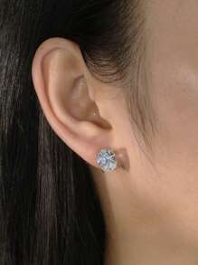 1 par de elegantes y brillantes pendientes de botón de zirconia 8A de alta calidad, con corte oval, de plata de ley 925, adorno de moda para mujeres, joyería con perforación, mejor regalo para cumpleaños, Navidad, novia, esposa, mamá y amor, joyería para bodas y compromiso