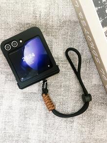 奢华简约黑色手机壳，带钥匙扣挂绳，兼容三星 Galaxy Z Flip 5/6、Z Flip 6、ZFlip 5、Zflip6，防震、防水、防摔、防刮花 - 黑色 - 查看 4