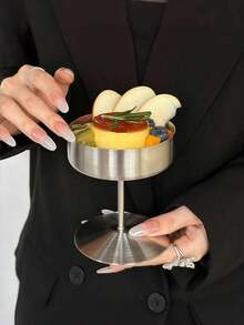 1pc Ins 风格不锈钢冰淇淋杯布丁杯高脚冰淇淋甜品杯冷饮果汁杯 - 彩色 - 查看 4