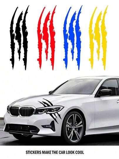 2片/1片汽车大灯贴纸 - 爪印汽车贴纸、大灯眉贴纸、刮痕贴纸，适用于跑车、SUV、皮卡、汽车车窗、摩托车等。