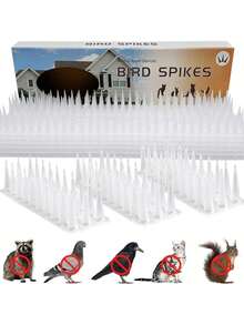 12Pcs Taubenabwehr Spikes, 5 Meter Vogelabwehr Spikes Kunststoff Taubenschutz, Taubenspikes Vogelschutz für Balkon, Zaun, Dach und Fensterbank - Transparent - Übersicht 8