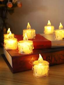 2/3/5/12/24pcs Acrylic Crystal Drip Pattern LED Electronic Candle Lights (Battery Included), Indoor Decorative Tea Light Candles, Flameless Simulated Candle Lights, Suitable For Wedding Decoration, Christmas Decoration, Holiday, Home Decor, Tabletop Decor Candles - Huang Guang - View 9