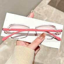 Fashion Diamond-Cut Reading Glasses, Luxurious Frameless Presbyopic Glasses, Ladies' Distance Vision Prescription Glasses - 粉色 - 查看 4