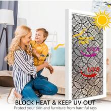 DKTIE Boho Stained Glass Look Window Privacy Film With Installation Tools, Decorative Frosted Glass Window Film Static Cling No Glue Removable, Black, 17 X 78